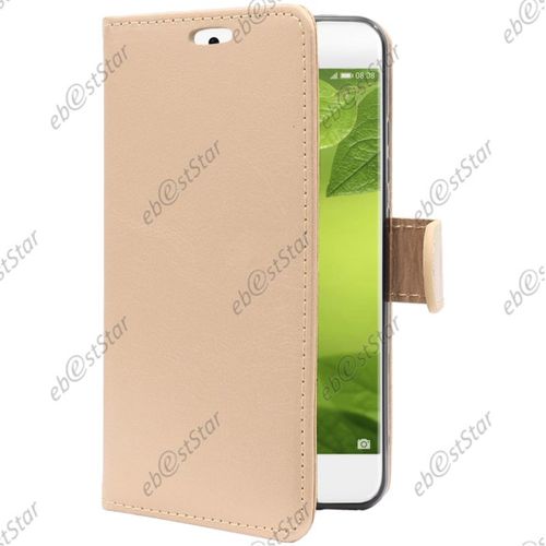 Ebeststar ® Film Protection Écran En Verre Trempé + Etui Portefeuille Housse Coque Folio Book Livre Pour Huawei P10, Couleur Or / Doré [Dimensions Precises De Votre Appareil : 145.3 X 69.3 X 7 Mm, Écran 5.1''] [Note Importante Lire Description]