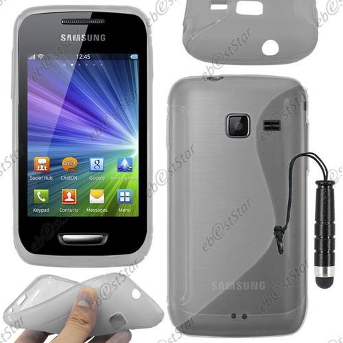 Ebeststar ® Pour Samsung Wave Y S5380 - Housse Etui Coque Silicone Gel Motif S-Line Protection Souple + Mini Stylet, Couleur Gris [Dimensions Precises De Votre Appareil : , Écran 0'']