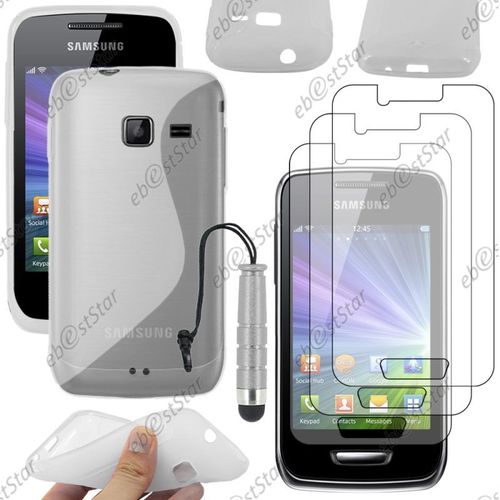 Ebeststar ® Pour Samsung Wave Y S5380 - Housse Etui Coque Silicone Gel Motif S-Line Protection Souple + Mini Stylet + 3 Film Écran, Couleur Transparent [Dimensions Precises De Votre Appareil : , Écran 0'']