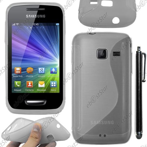 Ebeststar ® Pour Samsung Wave Y S5380 - Housse Etui Coque Silicone Gel Motif S-Line Protection Souple + Stylet, Couleur Gris [Dimensions Precises De Votre Appareil : , Écran 0'']