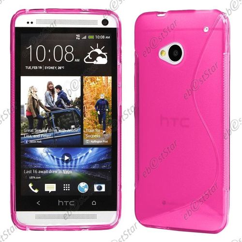 Ebeststar ® Pour Htc One M7 - Housse Etui Coque Silicone Gel Motif S-Line Protection Souple, Couleur Rose [Dimensions Precises De Votre Appareil : 137.4 X 68.8 X 9.33mm, Écran 4.7'']