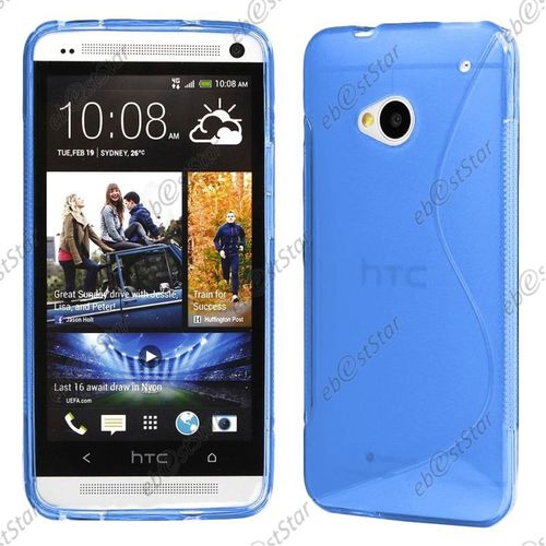 Ebeststar ® Pour Htc One M7 - Housse Etui Coque Silicone Gel Motif S-Line Protection Souple, Couleur Bleu [Dimensions Precises De Votre Appareil : 137.4 X 68.8 X 9.33mm, Écran 4.7'']