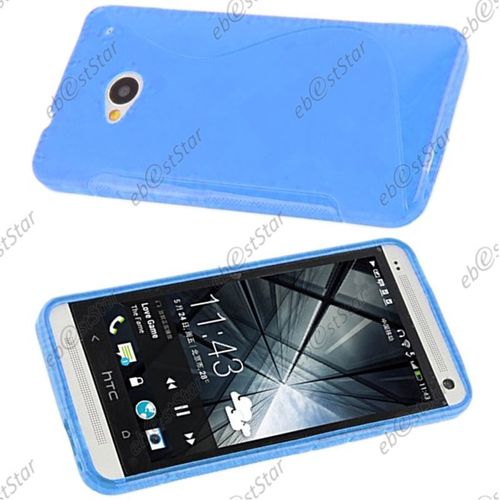 Ebeststar ® Coque S-Line Silicone Gel Motif Vague Housse Etui Protection Souple Pour Htc One M7, Couleur Bleu [Dimensions Precises De Votre Appareil : 137.4 X 68.8 X 9.33mm, Écran 4.7'']