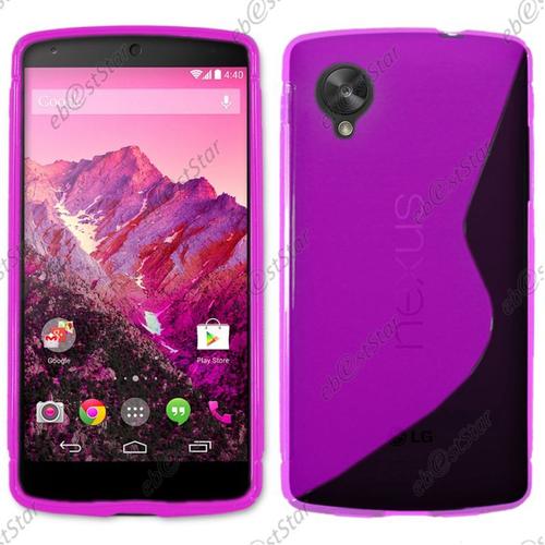 Ebeststar ® Pour Lg Nexus 5 E980 - Housse Etui Coque Silicone Gel Motif S-Line Protection Souple, Couleur Violet [Dimensions Precises De Votre Appareil : 137.84 X 69.17 X 8.59 Mm, Écran 5.5'']