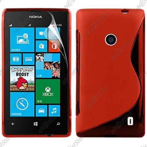 Ebeststar ® Pour Nokia Lumia 520 - Housse Etui Coque Silicone Gel Motif S-Line Protection Souple, Couleur Rouge [Dimensions Precises De Votre Appareil : 119.9 X 64 X 9.9 Mm, Écran 4'']