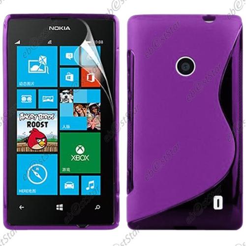 Ebeststar ® Pour Nokia Lumia 520 - Housse Etui Coque Silicone Gel Motif S-Line Protection Souple, Couleur Violet [Dimensions Precises De Votre Appareil : 119.9 X 64 X 9.9 Mm, Écran 4'']