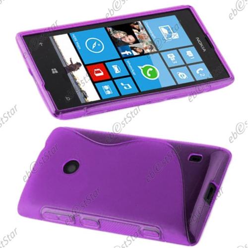 Ebeststar ® Coque S-Line Silicone Gel Motif Vague Housse Etui Protection Souple Pour Nokia Lumia 520, Couleur Violet [Dimensions Precises De Votre Appareil : 119.9 X 64 X 9.9 Mm, Écran 4'']