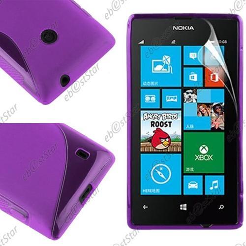 Ebeststar ® Etui Housse Coque S-Line Silicone Protection En Gel Pour Nokia Lumia 520, Couleur Violet [Dimensions Precises De Votre Appareil : 119.9 X 64 X 9.9 Mm, Écran 4'']