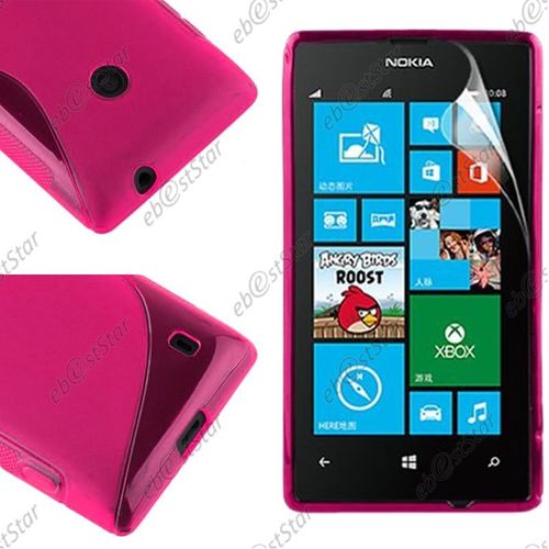 Ebeststar ® Etui Housse Coque S-Line Silicone Protection En Gel Pour Nokia Lumia 520, Couleur Rose [Dimensions Precises De Votre Appareil : 119.9 X 64 X 9.9 Mm, Écran 4'']