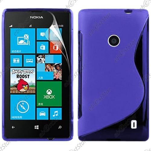 Ebeststar ® Pour Nokia Lumia 520 - Housse Etui Coque Silicone Gel Motif S-Line Protection Souple, Couleur Bleu [Dimensions Precises De Votre Appareil : 119.9 X 64 X 9.9 Mm, Écran 4'']