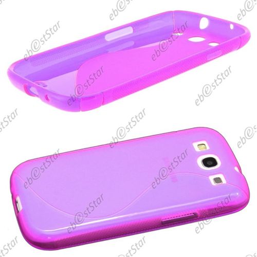 Ebeststar ® Coque S-Line Silicone Gel Motif Vague Housse Etui Protection Souple Pour Samsung Galaxy S3 I9300 I9305, Couleur Violet [Dimensions Precises De Votre Appareil : 136.6 X 70.8 X 8.6 Mm, Écran 4.8'']