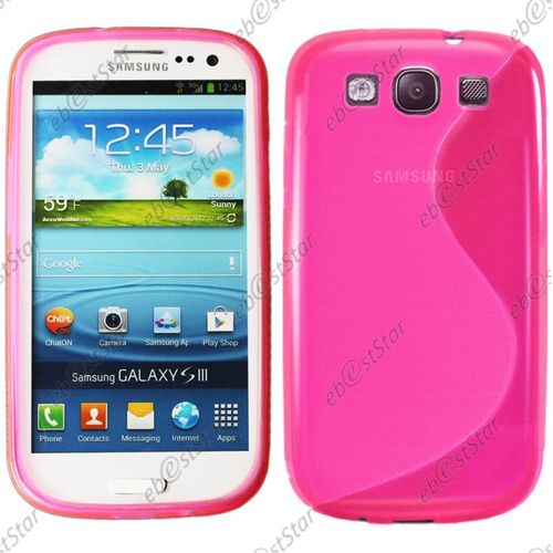 Ebeststar ® Pour Samsung Galaxy S3 I9300 I9305 - Housse Etui Coque Silicone Gel Motif S-Line Protection Souple, Couleur Rose [Dimensions Precises De Votre Appareil : 136.6 X 70.8 X 8.6 Mm, Écran 4.8'']