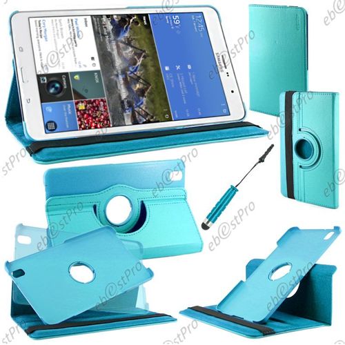 Ebeststar ® Pour Samsung Galaxy Tab Pro 8.4 Sm-T320 - Housse Coque Etui Pu Cuir Rotatif Avec Support À Rotation 360° + Mini Stylet, Couleur Bleu [Dimensions Precises De Votre Appareil : 219 X 128.5 X 7.2 Mm, Écran 8.4'']