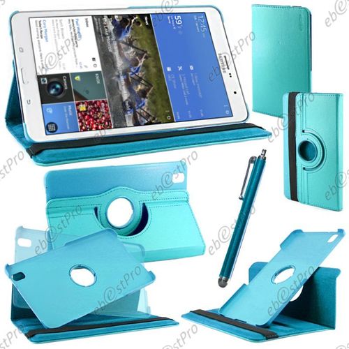 Ebeststar ® Pour Samsung Galaxy Tab Pro 8.4 Sm-T320 - Housse Coque Etui Pu Cuir Rotatif Avec Support À Rotation 360° + Stylet, Couleur Bleu [Dimensions Precises De Votre Appareil : 219 X 128.5 X 7.2 Mm, Écran 8.4'']