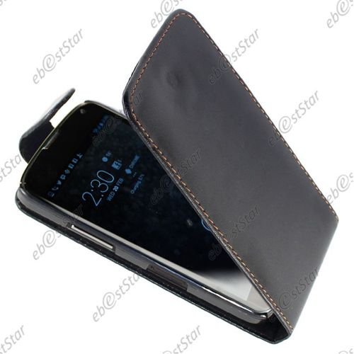 Ebeststar ® Coque Housse Etui Simili Cuir À Rabat Pour Lg Nexus 4 E960, Couleur Noir [Dimensions Precises De Votre Appareil : 133.9 X 68.7 X 9.1 Mm, Écran 4.7'']