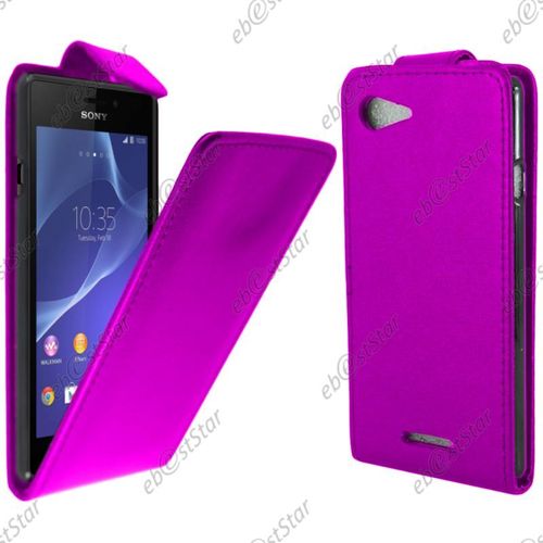 Ebeststar ® Pour Sony Xperia E3 D2203 - Housse Coque Etui Simili Cuir À Rabat Vertical, Couleur Violet [Dimensions Precises De Votre Appareil : 146 X 72 X 7.3 Mm, Écran 5.2'']