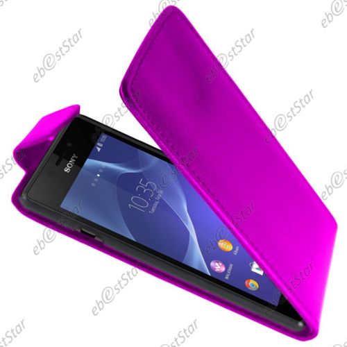 Ebeststar ® Coque Housse Etui Simili Cuir À Rabat Pour Sony Xperia E3 D2203, Couleur Violet [Dimensions Precises De Votre Appareil : 146 X 72 X 7.3 Mm, Écran 5.2'']