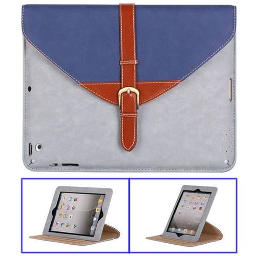 Etui A Rabat Ipad 2 3 4 Bleu Cuir Simili (Pu) Cartable Design 586_6
