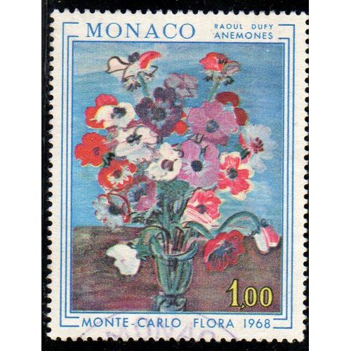 Timbre-Poste De Monaco (Floralies Internationales À Monte-Carlo, Anémones, Tableau De Raoul Dufy) 