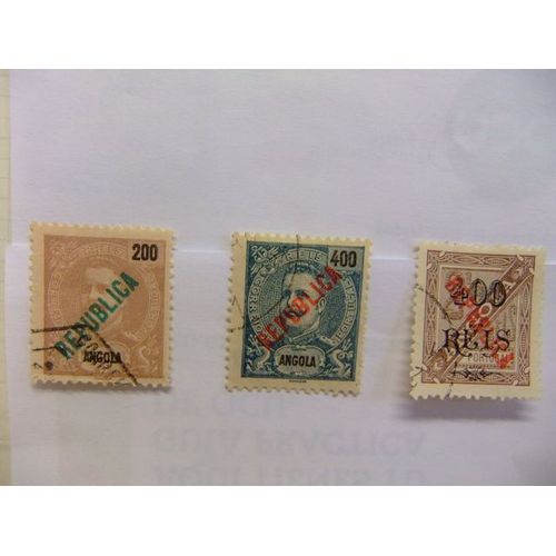 Angola 1914  Carlos 1 Avec Republica Yvert N 175 / 76  Fu