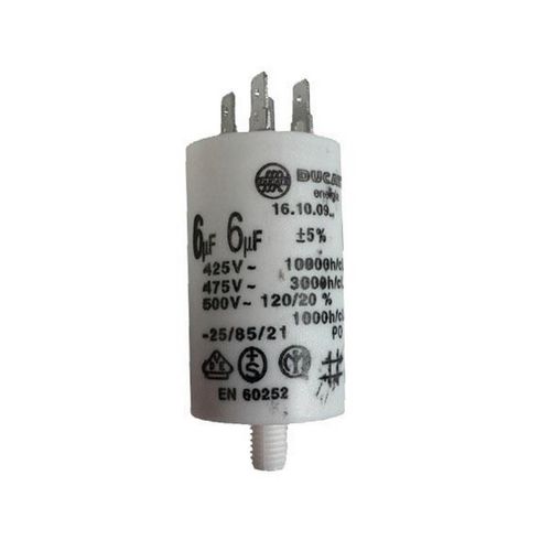 Condensateur 6MF 450V Lave-vaisselle (LV0817100 BAUKNECHT SMEG CANDY NOGAMATIC VEDETTE HOOVER SAUTER BLUESKY ARISTON HOTPOINT AIRLUX PRIVILEG ZANKER FIRSTLINE ROSIERES WESTINGHOUSE AEG ARTHUR MARTIN E