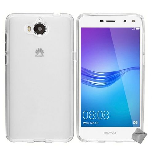 Housse Etui Coque Pochette Silicone Gel Fine Pour Huawei Y5 Et Y6 (2017) + Verre Trempe - Blanc Transparent