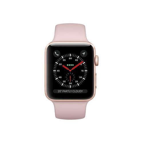 Apple Watch Series 3 (Gps + Cellular) - Boîtier 38 Mm Aluminium Or Avec Bracelet Sport Sable Rose Taille 130-200 Mm