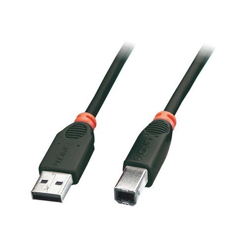 Lindy - Câble USB - USB (M) pour USB type B (M) - USB 2.0 - 5 m - moulé - noir