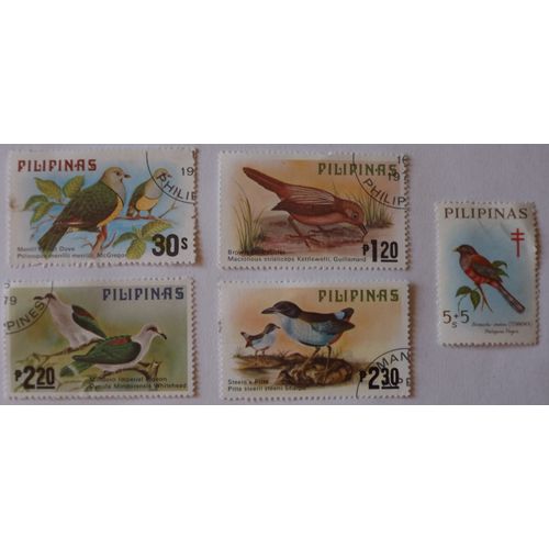 5 Timbres Oiseaux Philippines