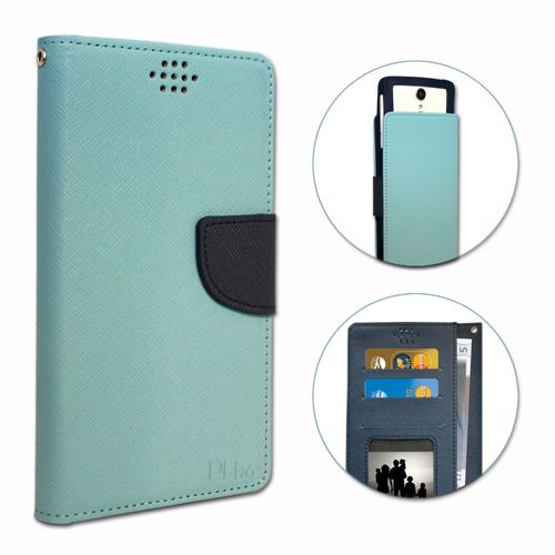 Huawei Mate 9 Lite Etui Housse Folio Bleu Ciel Façon Cuir Texturé Avec Porte Cartes Et Surpiqûres Apparentes By Ph26®