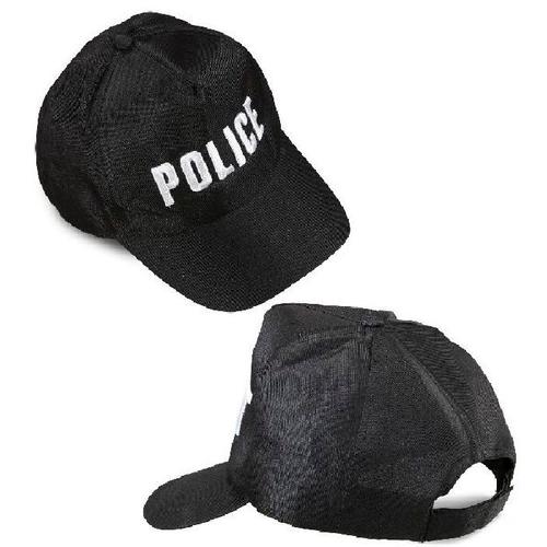 Casquette Noire Ajustable Brodée Police
