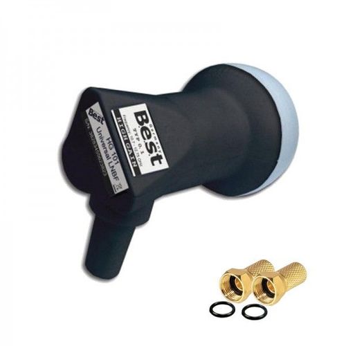 LNB Single Universel Best Germany HG101 Gain 70 dB Tête Parabole 0,1dB HD 4K + 2 Fiches F OR
