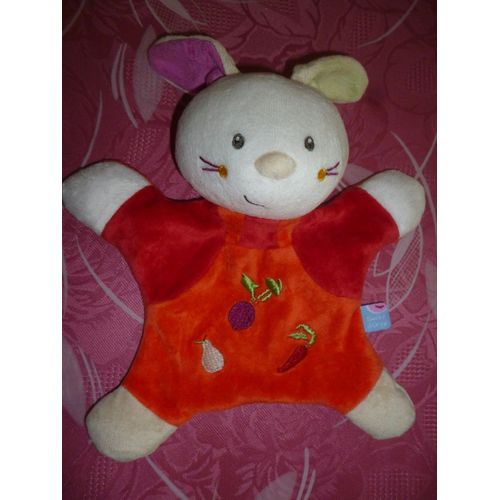 Doudou Plat Lapin/Souris Imprimé Radis/Carotte Sucre D'orge