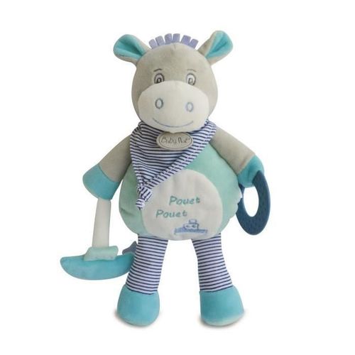 Doudou D'activites Picotin Ane Zebre Baby Nat Gris Bleu Breloque Bateau Sous Marin Anneau Peluche Babynat Pouet Pouet Jouet Eveil Bebe 