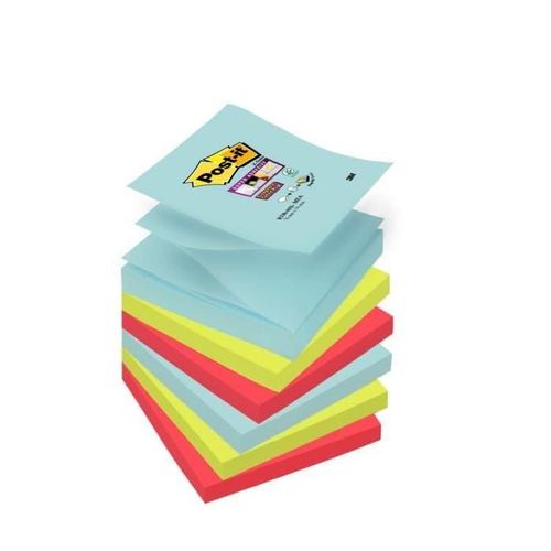 Post-It Lot De 6 Blocs Z-Notes Super Sticky Collection Miami - 76x76 Mm