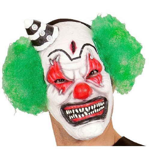 Masque Clown Tueur Avec Cheveux Verts (Taille Adulte)