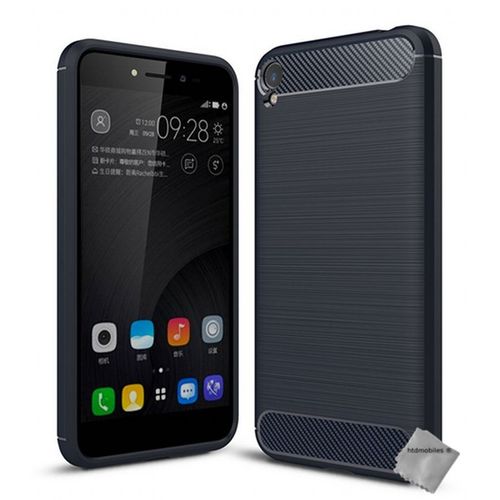 Housse Etui Coque Silicone Gel Carbone Pour Asus Zenfone Live Zb501kl + Film Ecran - Bleu Fonce