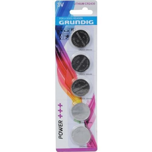 GRUNDIG Pile Bouton CR2430 - 3 V - Pack de 5