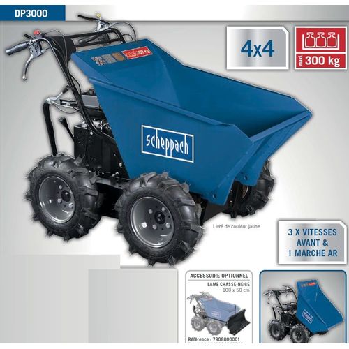 Scheppach Kity - Mini-transporteur 300Kg benne basculante motorisée 6.5CV 196cm3 - Dumper DP3000