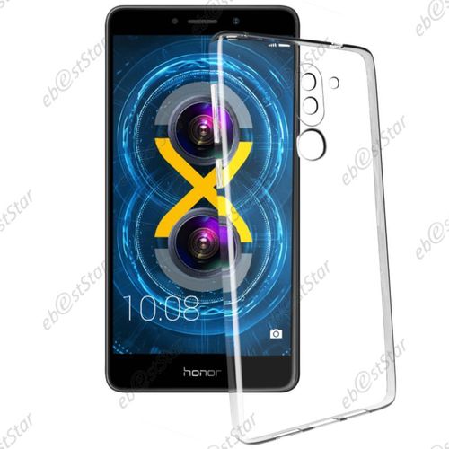 Ebeststar ® Housse Coque Protection Silicone Gel Ultra Fine 0,3mm Etui Souple + Vitre Anti Casse Film Écran Verre Trempé Pour Huawei Honor 6x, Couleur Transparent [Note Importante Lire Description]