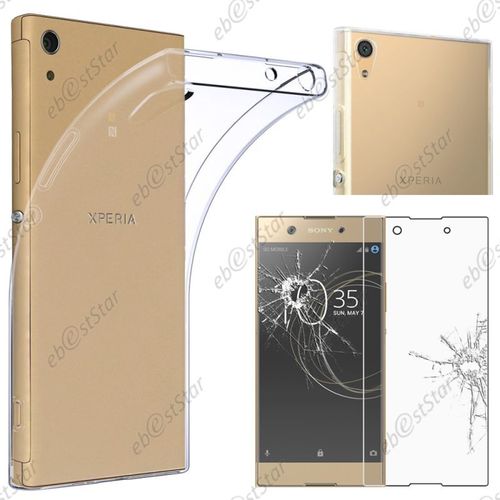 Ebeststar ® Pour Sony Xperia Xa1, Xa1 Dual (2017) - Housse Etui Coque Silicone Gel Souple Ultra Fine 0,3mm Et Invisible + Film Protection Écran En Verre Trempé, Couleur Transparent [Note Importante Lire Description]