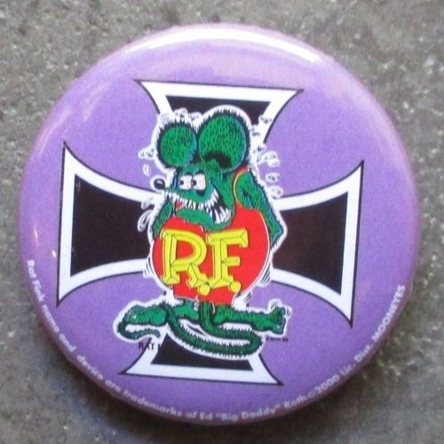 Badge Rat Fink Violet Croix Malte Noir Ideal Casquette Kustom Big Daddy