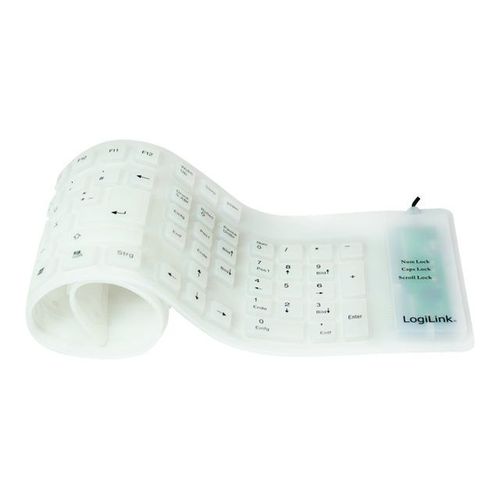 LogiLink Flexible Waterproof - Clavier - PS/2, USB - QWERTZ - Allemand - blanc