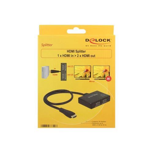 Delock HDMI Splitter - Répartiteur vidéo/audio - 2 x HDMI - de bureau