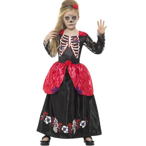 Déguisement Princesse Des Roses Fille Dia De Los Muertos 4 À 6 Ans