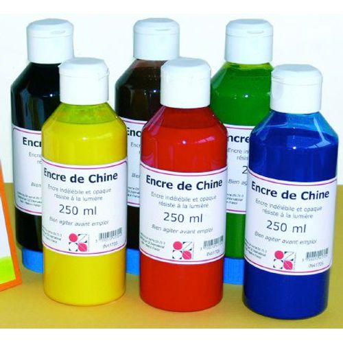 Encre De Chine Lot De 6 Flacons 250ml Assortiment
