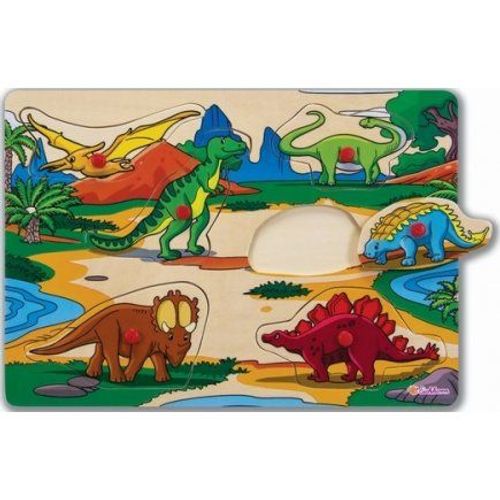 Puzzle En Bois A Encastrer Dinosaure 6 Pieces - Puzzle Bouton Eichhorn
