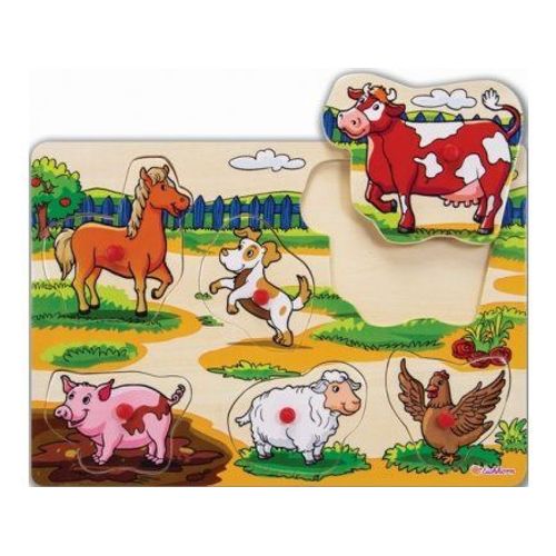 Puzzle En Bois A Encastrer Animaux De La Ferme Public 6 Pieces - Puzzle Bouton Eichhorn