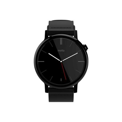 Motorola Moto 360 - 2nd Generation - 42 Mm - Noir - Montre Intelligente Avec Bande - Cuir - Noir - Affichage 1.37" - 4 Go - Wi-Fi, Bluetooth