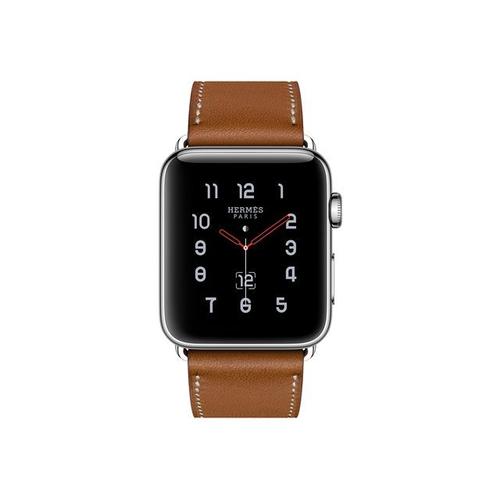 Apple Watch Herm?s Series 3 (Gps + Cellular) - Bo?tier 38 Mm Acier Inoxydable Avec Bracelet Cuir Bar?nia Fauve Taille De Bracelet 140-160 Mm